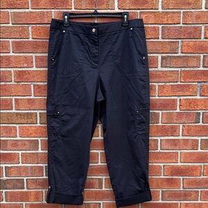 Chico’s Black Luxe Twill Convertible Utility Cargo Crop Pants Capri size 2